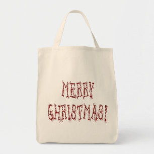 Bolsa Tote Feliz Natal Bauble e Stars Font
