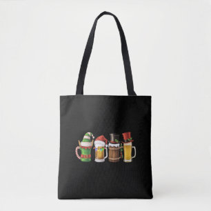 Bolsa Tote Feliz Natal Beers Bebendo Papai noel Beer Lover