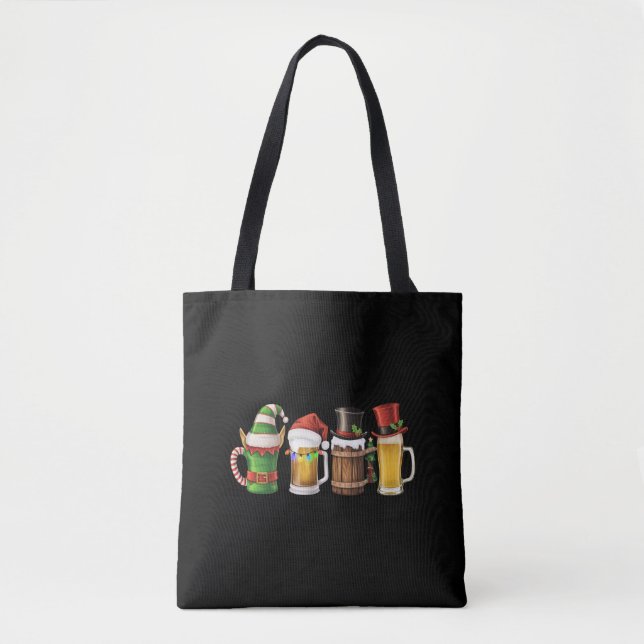 Bolsa Tote Feliz Natal Beers Bebendo Papai noel Beer Lover (Frente)