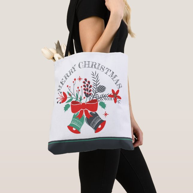 Bolsa Tote Feliz Natal Bells Wreath (Close Up)