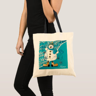 Bolsa Tote Feliz Natal Blue Snowman