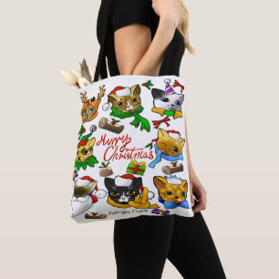 Bolsa Tote Feliz Natal Cats