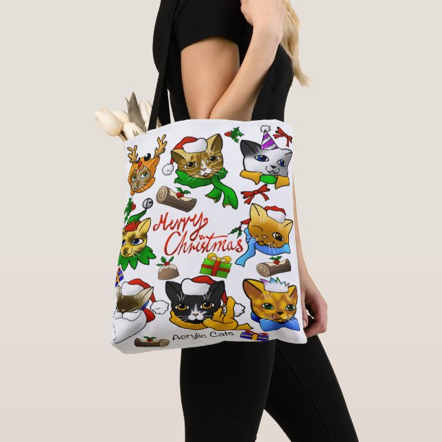 Bolsa Tote Feliz Natal Cats (Close Up)