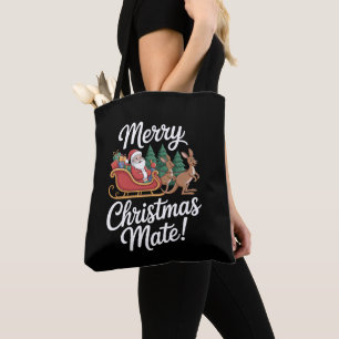 Bolsa Tote Feliz Natal Companheiro Papai Noel Trenó Canguru N