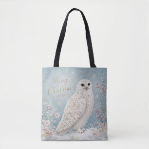 Bolsa Tote Feliz Natal Coruja Nevada Terra de Encantamento de