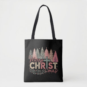 Bolsa Tote Feliz Natal Cruz Fé Jesus História Cristã