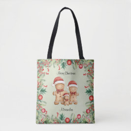Bolsa Tote Feliz Natal da Família Cookie Gingercake