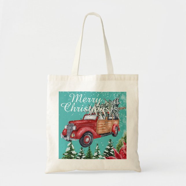 Bolsa Tote Feliz Natal de inverno Snowfall Tote Bag (Frente)