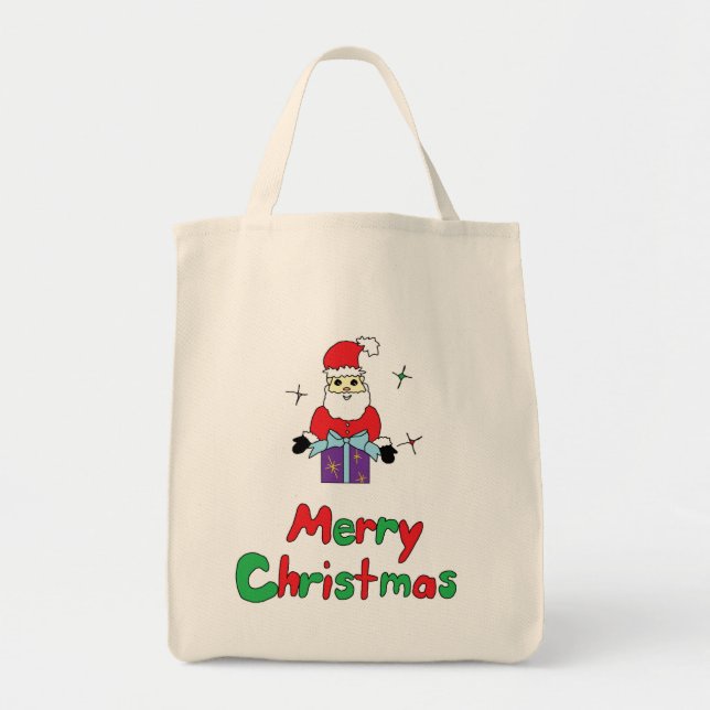 Bolsa Tote Feliz Natal de Papai Noel (Frente)