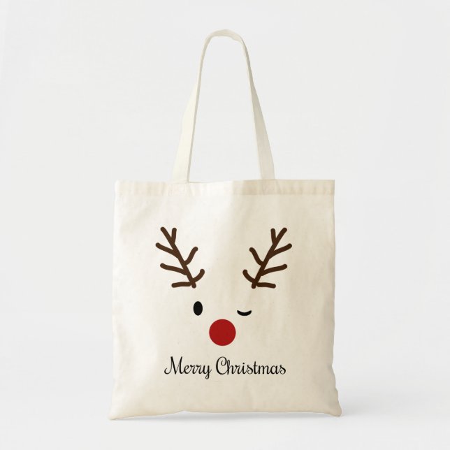 Bolsa Tote Feliz Natal de Rudolph (Frente)