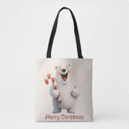 Bolsa Tote Feliz Natal Design do Urso Polar Bonito