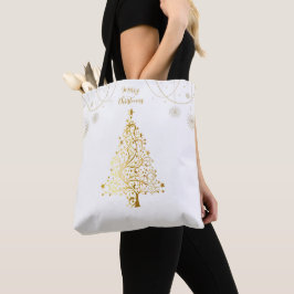 Bolsa Tote Feliz Natal em Dourado