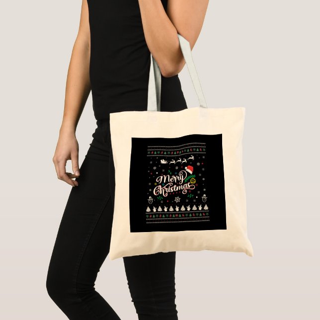 Bolsa Tote Feliz Natal Engraçado (Frente (produto))