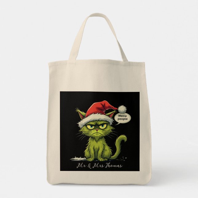Bolsa Tote Feliz Natal "Ew Pessoas" Amantes de Gato Feliz (Verso)