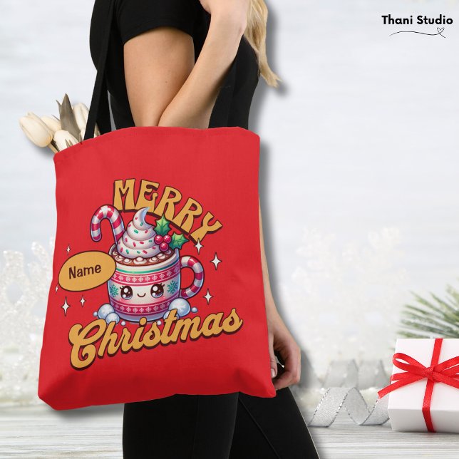 Bolsa Tote Feliz Natal Família de Mug de Chocolate Quente Bon (Criador carregado)