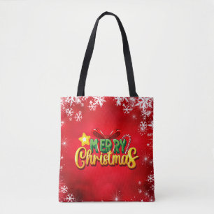 Bolsa Tote Feliz Natal Feliz Natal Vermelho, feriado verde