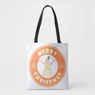 Bolsa Tote Feliz Natal Feliz Snowman famoso estilo de café