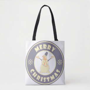 Bolsa Tote Feliz Natal Feliz Snowman famoso estilo de café