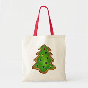 Bolsa Tote Feliz Natal Feriado em Árvore de Biscoito Verde