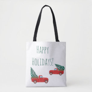 Bolsa Tote Feliz Natal Feriados Pequena Árvore Vermelha de N