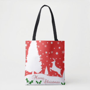 Bolsa Tote Feliz Natal Flocos de Neve de inverno