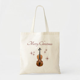 Bolsa Tote Feliz Natal Flocos de Neve Musicais Violino