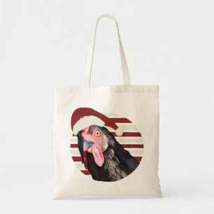 Bolsa Tote Feliz Natal Galinha Vermelha E White Strips