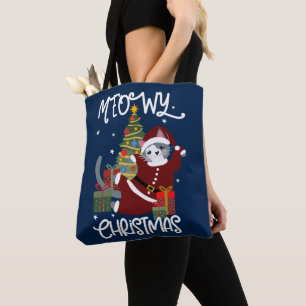Bolsa Tote Feliz Natal, Gato Engraçado, Pão