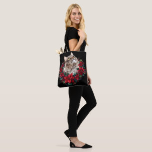 Bolsa Tote Feliz Natal Gato Maine Coon