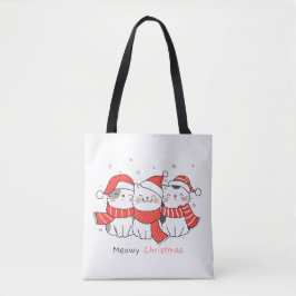 Bolsa Tote Feliz Natal - Gatos Festivos Adoráveis