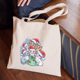 Bolsa Tote Feliz Natal Gatos, Meowy Natal, Presente Divertido