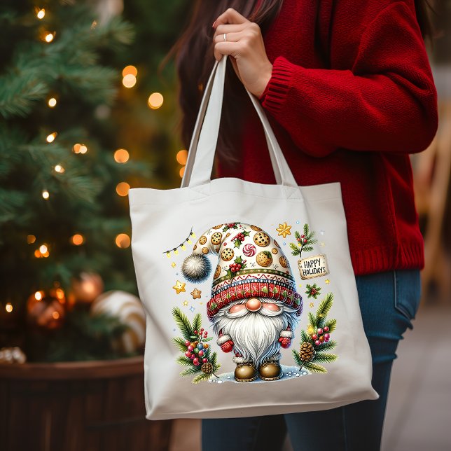 Bolsa Tote Feliz Natal Gnomo (Criador carregado)