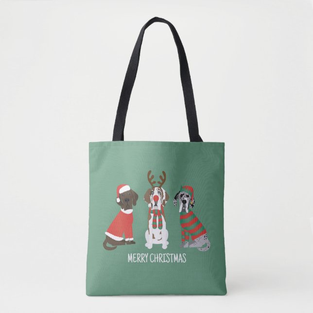Bolsa Tote Feliz Natal - Grande Dane Dogs (Frente)