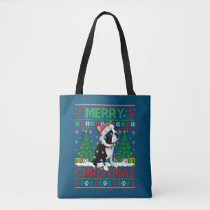 Bolsa Tote Feliz Natal Iluminação Feia de Boston Terrier Chri