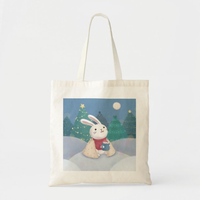 Bolsa Tote Feliz Natal: Ilustração Coelhinha (Frente)