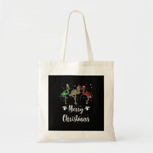 Bolsa Tote Feliz Natal Leopard Red Green Xadrez Flamingo