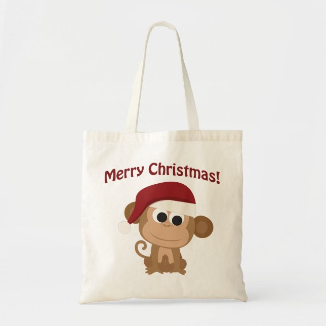 Bolsa Tote Feliz Natal! Macaco (Frente)