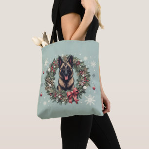 Bolsa Tote Feliz Natal Malinois Dog Xmas Belga