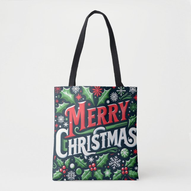 Bolsa Tote Feliz Natal Negro (Frente)