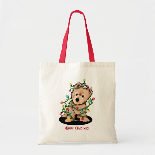 Bolsa Tote Feliz Natal Norwich Terrier (Frente)