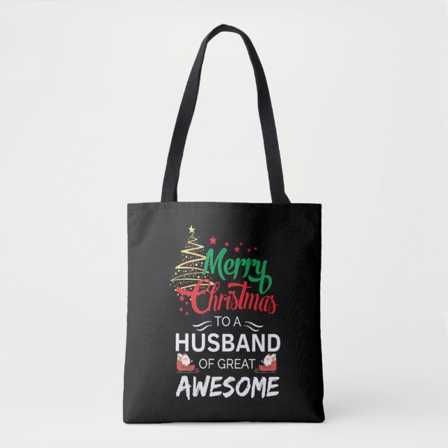 Bolsa Tote Feliz Natal para um Marido Excelente Incrível (Frente)