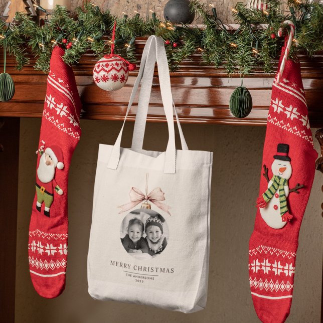 Bolsa Tote "Feliz Natal Personalizado com Foto (Criador carregado)