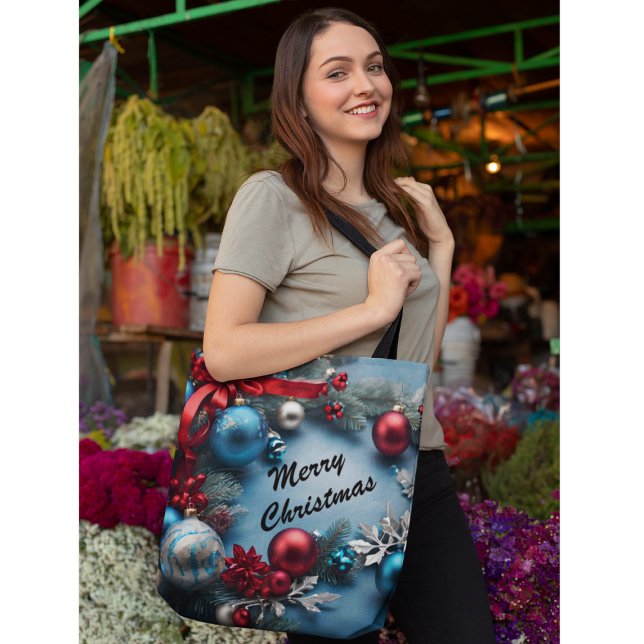 Bolsa Tote Feliz Natal Personalizar Texto Personalizar Saco d (Criador carregado)