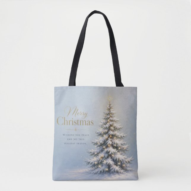 Bolsa Tote Feliz Natal Pinheiro Nevado (Frente)