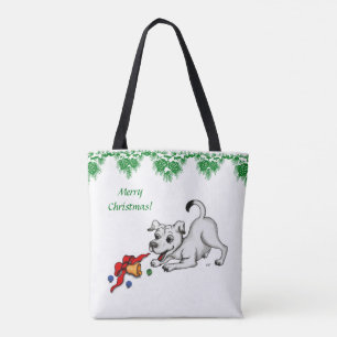 Bolsa Tote Feliz Natal! Puppy com Bell e Ball