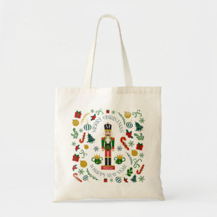 Bolsa Tote Feliz Natal quebra-nozes monograma personalizado