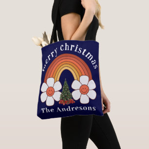 Bolsa Tote Feliz Natal Rainbow Personalizado Grande