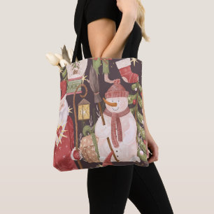 Bolsa Tote Feliz Natal Retro Vintage Papai Noel