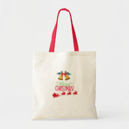 Bolsa Tote Feliz Natal – Sininhos e Desenho do Trenó do Papai