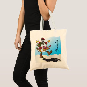 Bolsa Tote Feliz Natal Snowman   DIY Name   Natal
